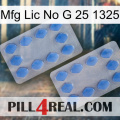 Mfg Lic No G 25 1325 20